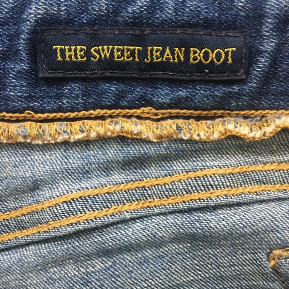 Lucky Brand Womens 4/27 The Sweet Jean Boot Embroidered Cotton Blend Medium Wash - Picture 7 of 12